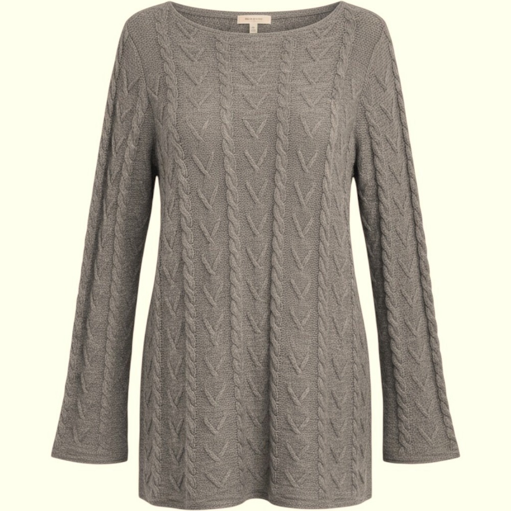 J. Jill Lightweight Cable Knit Tunic Fisherman Sage‎ Green Lagenlook Granola Med